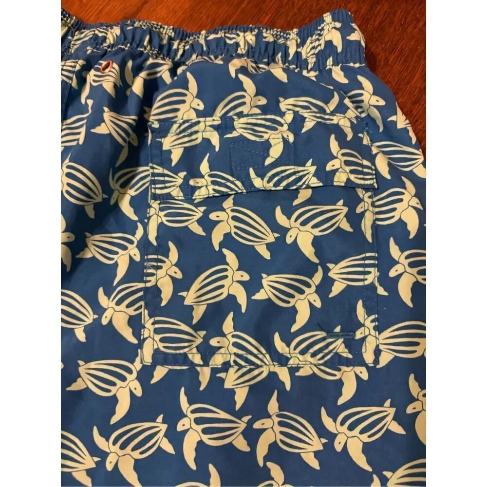 Tom & Teddy sea turtle blue swim trunks L